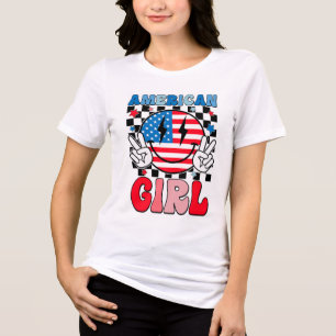 Amerikaans meisje: sterren, strepen en glimlachen Tri-Blend shirt