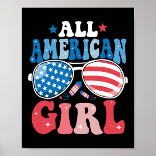 Amerikaans Meisje Sungles 4th van Juli Familie Mat Poster