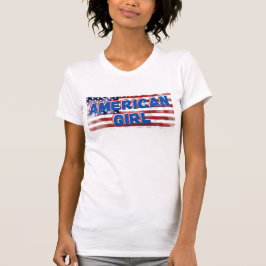 Amerikaans Meisje & Vlag T-shirt