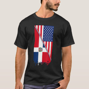 Amerikaans met een dominicaanse vlag t-shirt
