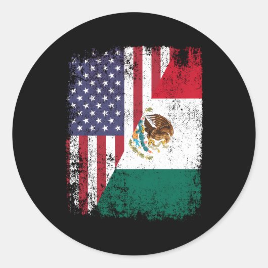 Amerikaans Mexicaans Roots Half Amerikaans VS Mexi Ronde Sticker (Voorkant)