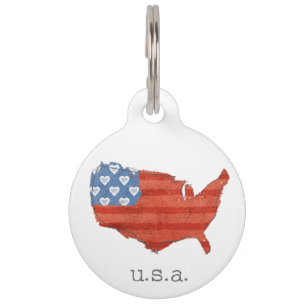 Amerikaans Mijn hart ligt op de Amerikaanse kaar Huisdierpenning