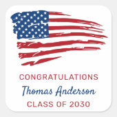 Amerikaans militair Afstuderen van het vlaggenstaa Vierkante Sticker (Voorkant)