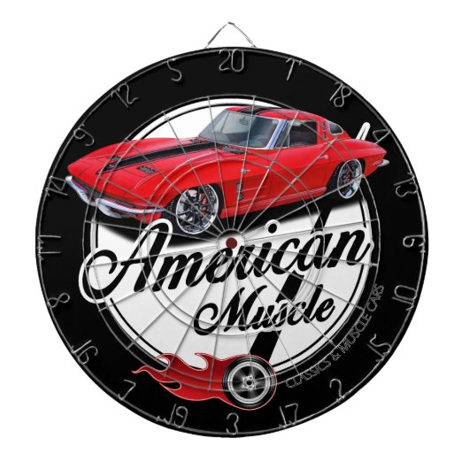 Amerikaans Musculair Corvette Dartbord (Voorkant)