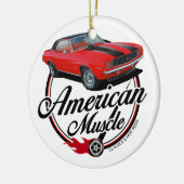 Amerikaans Musculair Rode Camaro Keramisch Ornament (Links)