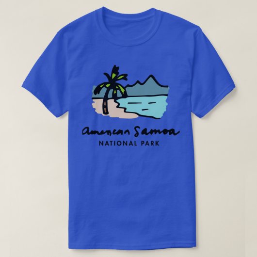 Amerikaans nationaal park Samoa Handgetekend T-shirt (Design voorkant)