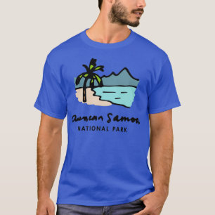 Amerikaans nationaal park Samoa Handgetekend T-shirt
