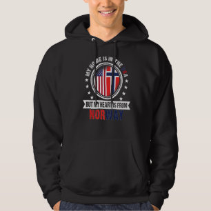 Amerikaans Noors Vlag Heart uit Noorwegen Hoodie