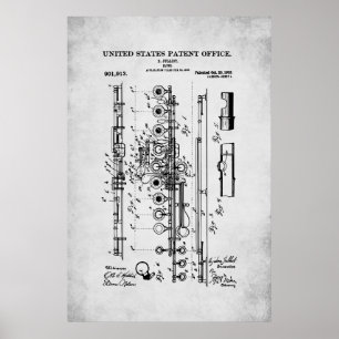 Amerikaans octrooi - Fluit Poster