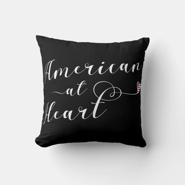 Amerikaans op Heart Throw Cushion, VS Kussen (Voorkant)