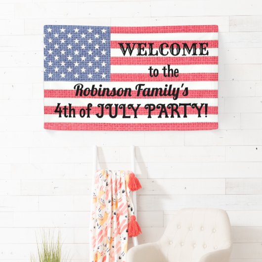 Amerikaans Patriottisch Amerikaans Vlag Burlap Ef Spandoek (Insitu)