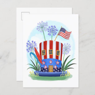 Amerikaans Patriottisch Pet Huis Briefkaart