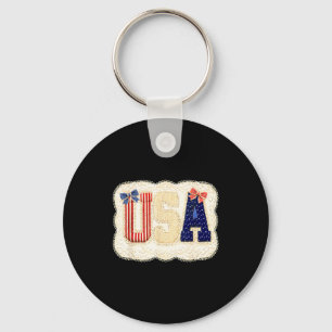 Amerikaans patriottisch vintage kant patchwork ste sleutelhanger