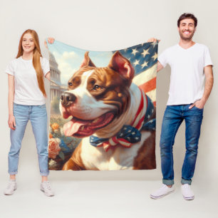 Amerikaans Pit Bull Terrier schilderij Fleece Deken