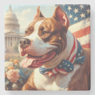 Amerikaans Pit Bull Terrier schilderij Stenen Onderzetter