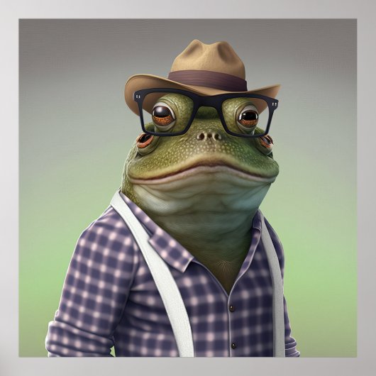 Amerikaans Poster Bullfrog Hipster (Voorkant)