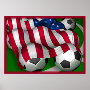 Amerikaans Poster voor Vlag en Voetbal