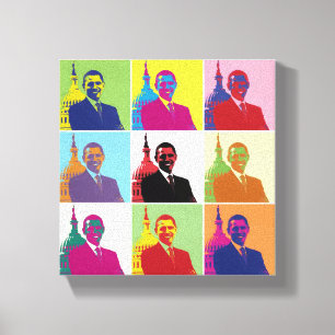 Amerikaans President Obama Funky Moderne Pop Art 8 Canvas Afdruk