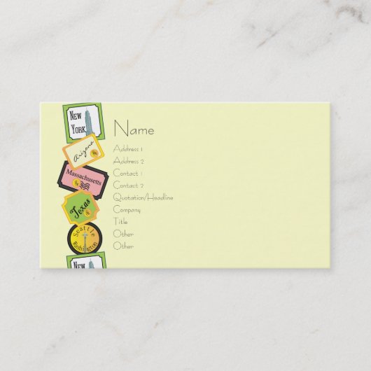 Amerikaans reisontwerp visitekaartje (Voorkant)