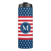 Amerikaans Rood Wit Blauw Aangepaste Monogram Eers Thermosbeker (Voorkant)