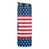 Amerikaans Rood Wit Blauw Aangepaste Monogram Eers Thermosbeker (Geroteerd rechts)