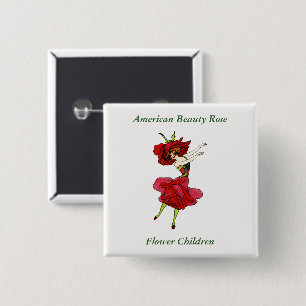 Amerikaans Roos van schoonheid, Whimsical Flowers Vierkante Button 5,1 Cm