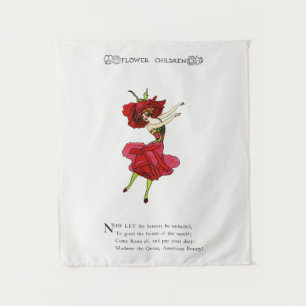 Amerikaans Roos van schoonheid, Whimsical Flowers Wandkleed