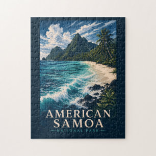 Amerikaans Samoa Nationaal Park Modern Houtsnede Legpuzzel