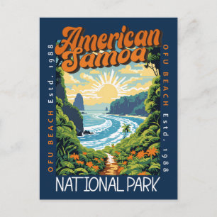 Amerikaans-Samoa Nationaal Park Retro Noodlijdend Briefkaart
