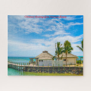 Amerikaans Samoa strand scène.Kerstgroeten Legpuzzel