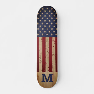 Amerikaans speciaal monogram voor de vlag Rustic Skateboard