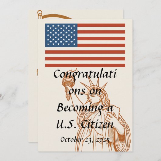 Amerikaans staatsburgerschap gefeliciteerd Kaart (Voorkant / Achterkant)
