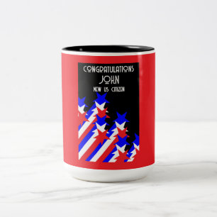 Amerikaans staatsburgerschap verleend tweekleurige koffiemok