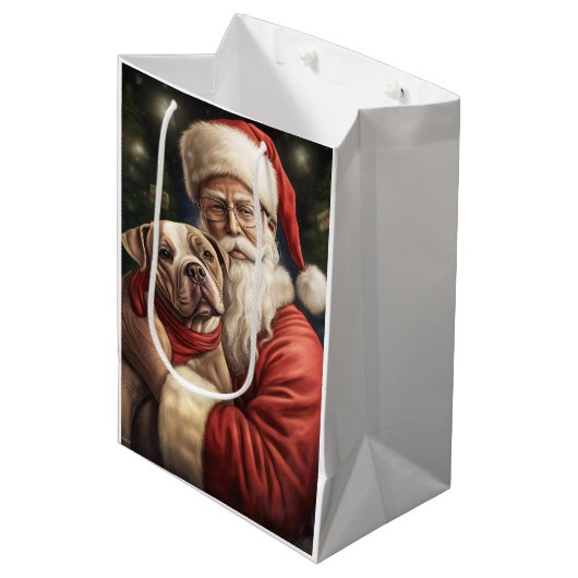 Amerikaans Staffordshire met Kerstmis Medium Cadeauzakje (Voorkant Gekanteld)