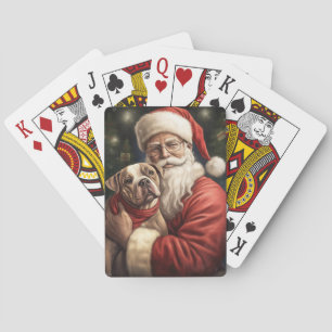 Amerikaans Staffordshire met Kerstmis Pokerkaarten