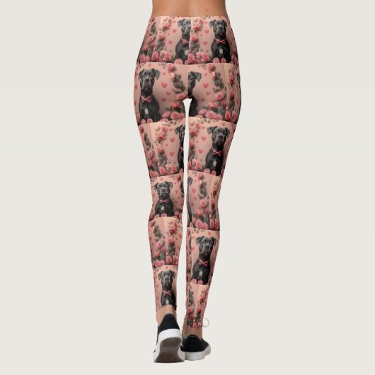 Amerikaans Staffordshire met Rozen -Valentijnsdag Leggings (Achterkant)