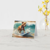 Amerikaans Staffordshire Strand Surfen Schilderij Kaart (Gele Bloem)