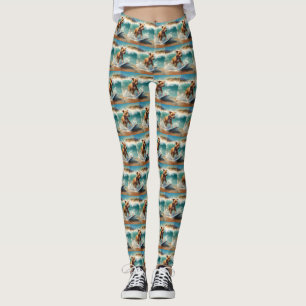 Amerikaans Staffordshire Strand Surfen Schilderij Leggings