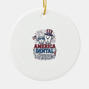 Amerikaans tandartsenteam patriottische tand vecto keramisch ornament