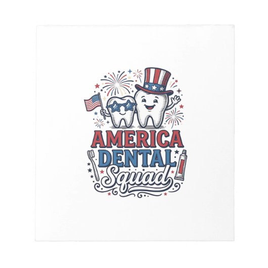 Amerikaans tandartsenteam patriottische tand vecto notitieblok (Voorkant)