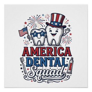 Amerikaans tandartsenteam Patriottische Tand Vecto Perfect Poster