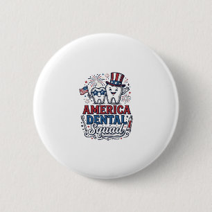 Amerikaans tandartsenteam patriottische tand vecto ronde button 5,7 cm