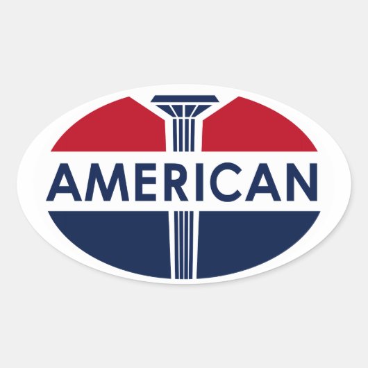 Amerikaans tankstation. Platte versie Ovale Sticker (Voorkant)
