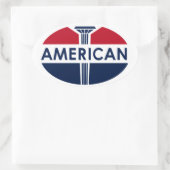 Amerikaans tankstation. Platte versie Ovale Sticker (Tas)
