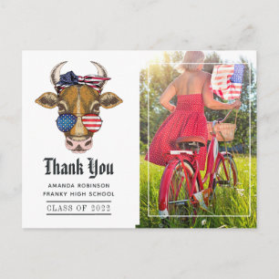Amerikaans thema Afstudeerfoto Bedankt Briefkaart