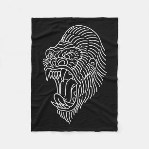 Amerikaans traditioneel Gorilla Head Tattoo Fleece Deken
