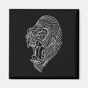 Amerikaans traditioneel Gorilla Head Tattoo Magneet