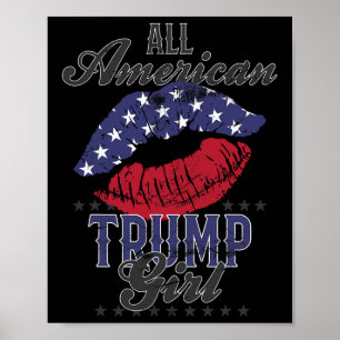 Amerikaans Trump Meisje USA Vlag Lippen Gop Stemmi Poster