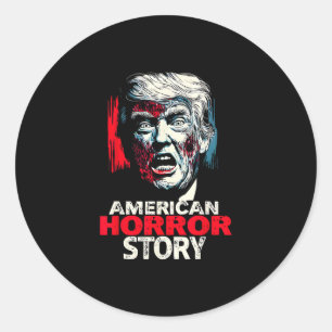 Amerikaans Trump Zombie Horror Verhaal Vintage Hal Ronde Sticker