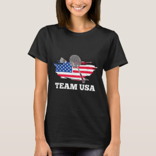 Amerikaans Usa Team Shuttle Racket Badminton Spele T-shirt